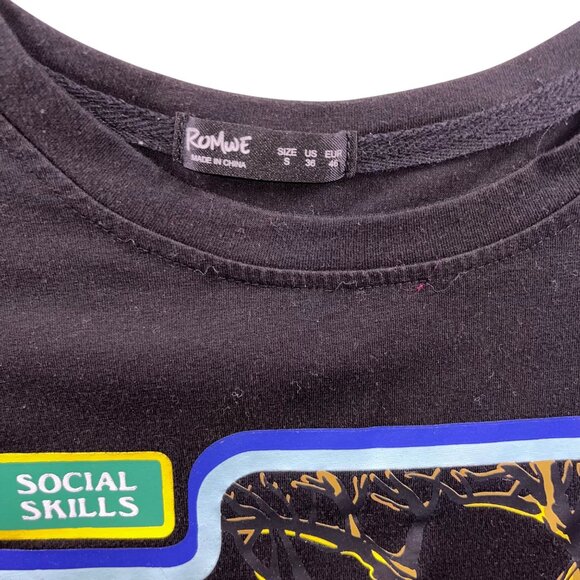 Social Skills Graphic Tee "Making New Friends" By Romwe - Black - S - Picture 3 of 9